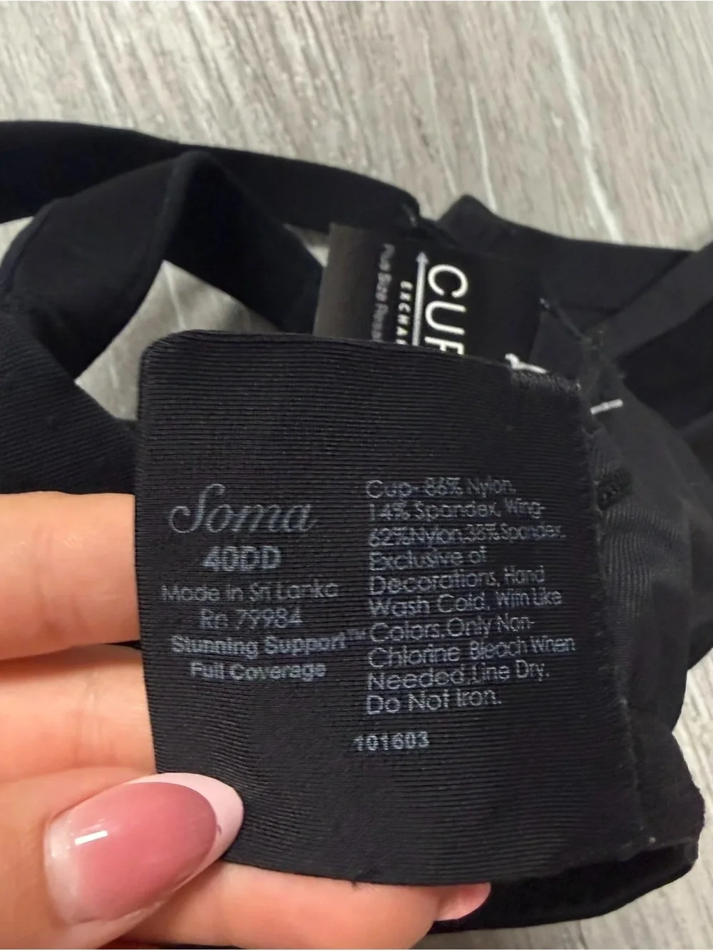 Soma Black Lace & Polka Dot Support Full Coverage Underwire Bra - Size 40DD